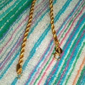 18 karat gold-plated rope chain bracelet, stamped